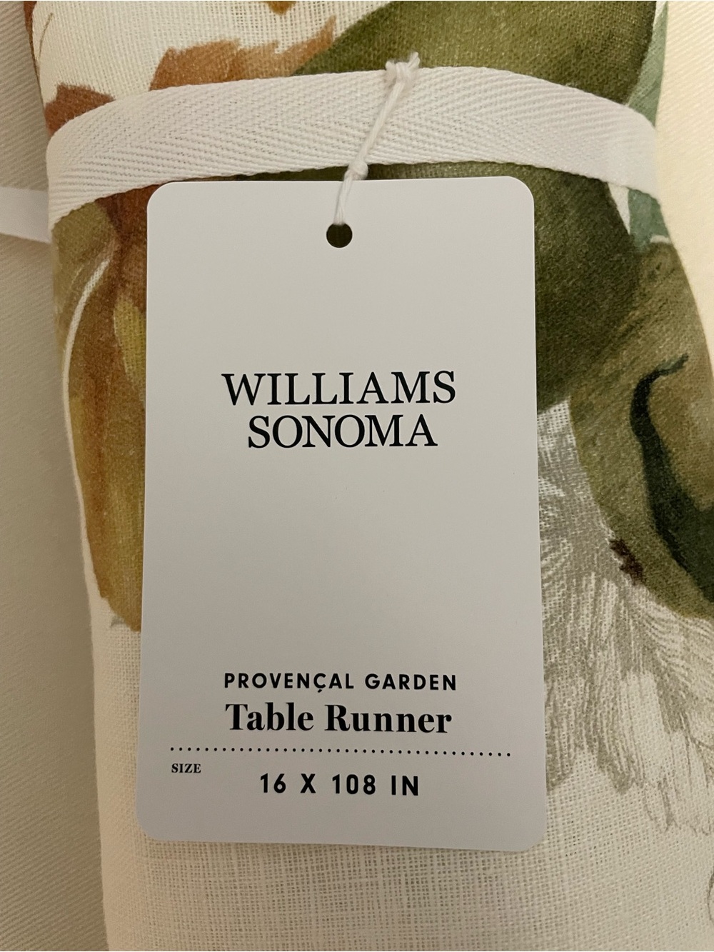 Williams Sonoma Provençal Garden Table Runner in Green & Brown